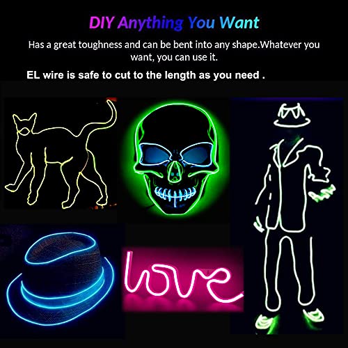 EL Wire 10-Pack 16.4Ft Neon Glow Electroluminescent Wire - 5m Multi-Color DIY Party Decorations