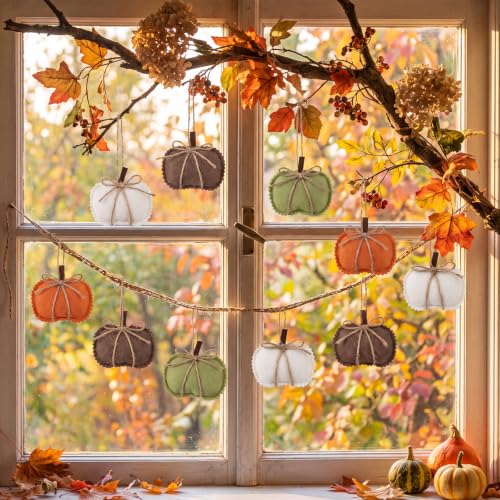 Fall Tree Decorations - 16 Felt Pumpkin Hanging Ornaments for Autumn Decor