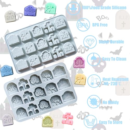 Halloween Tombstone Silicone Mold for Candy, Chocolate & Desserts