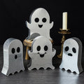 Halloween Disco Ghost Decor Set - 4 Mirrored Spooky Tabletop Decorations