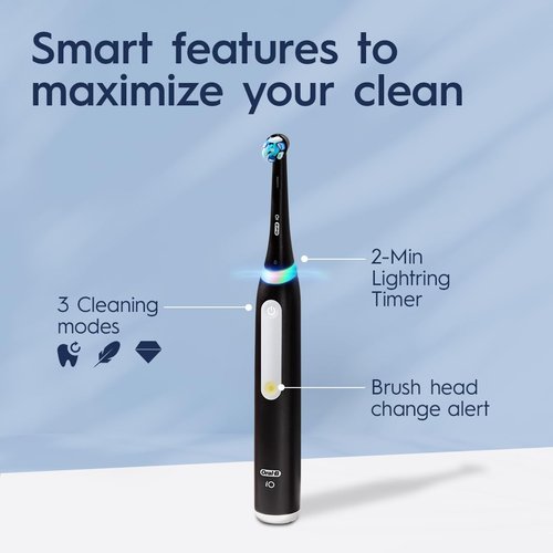 Oral-B iO3 Rechargeable Electric Toothbrush - Deep Clean with 3 Modes & Visual Pressure Sensor | Azalea Pink, 2 Brush Heads & Travel Case