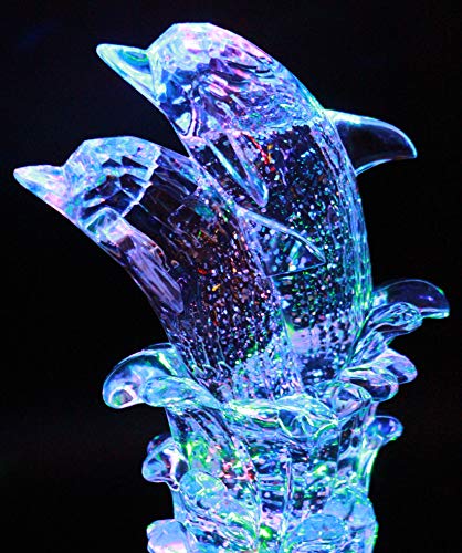 Dolphin LED Snow Globe Figurine - Multi-Color Lighted Marine Decor Gift