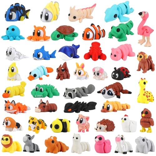 45 Pcs Mini 3D Printed Animal Figurines Set - Small Decor Animals