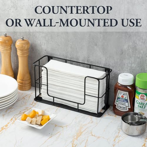 Wall Mounted Paper Towel Dispenser - Black Metal Bathroom & Kitchen Organizer