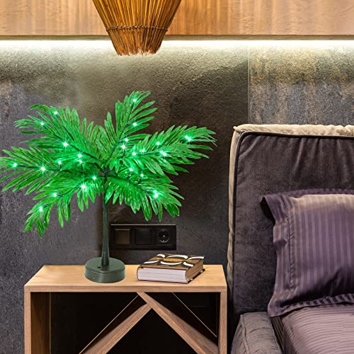 Lighted Palm Tree for Table Decor - Green Luau Party Decorations - 23 Inch Artificial Tree with Lights - Tropical Hawaiian Summer Home Party Centerpiece Variation of THIS listing