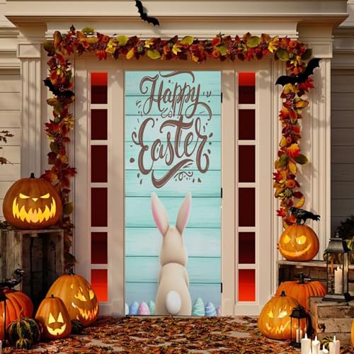 Easter Bunny Door Cover - Cute Bunny Holiday Door Decoration 32x79in - Bunny2 Variation