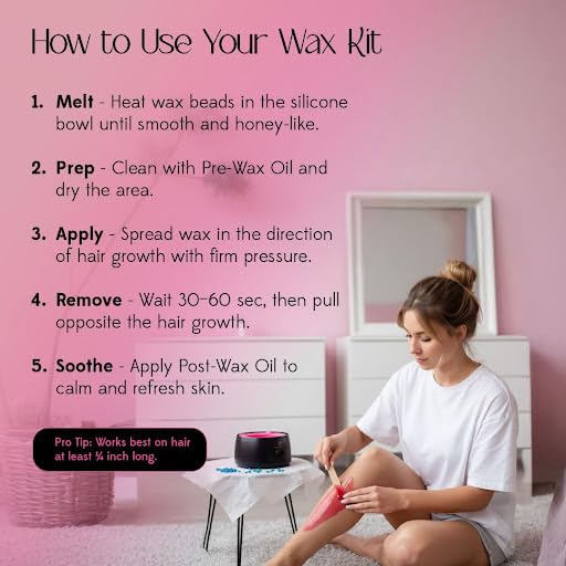 Waxing Kit for Hair Removal - Black, Beginner Friendly, Includes Warmer & Accessories