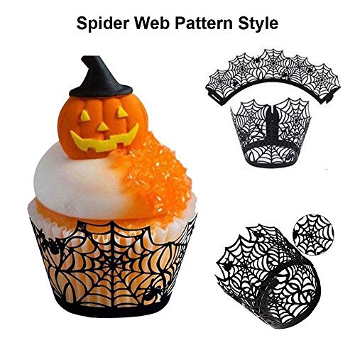 Halloween Spiderweb Cupcake Wrappers - Laser Cut Paper Liners - 50 Pack - Variation A