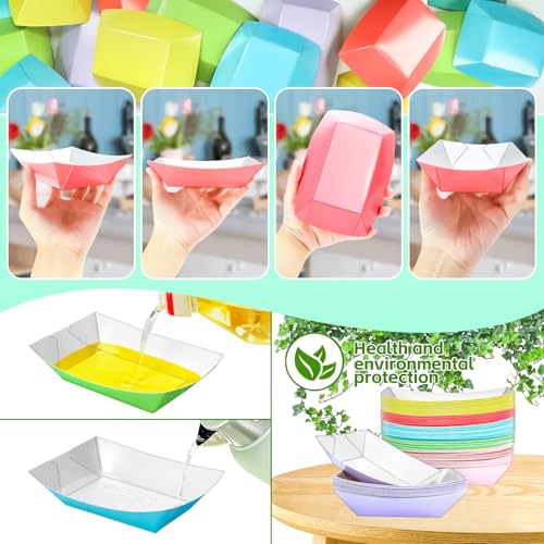 40 Pack Colorful 1Lb Paper Food Trays Disposable Kraft Boat Plates for Snacks & BBQ - Variation: 1Lb-40Pack