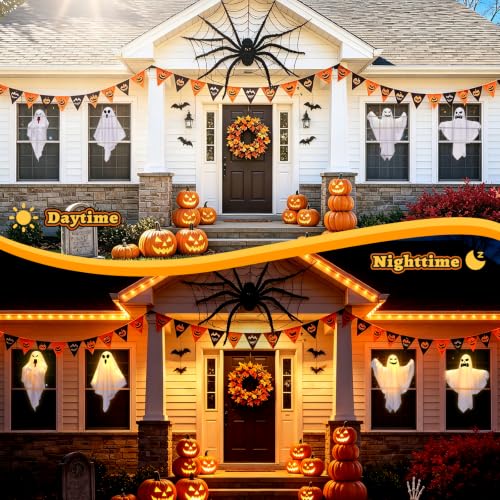 FIALAME Halloween Ghost Decorations Outdoor Indoor 4 Pack Warm Light-Up with DIY Arms