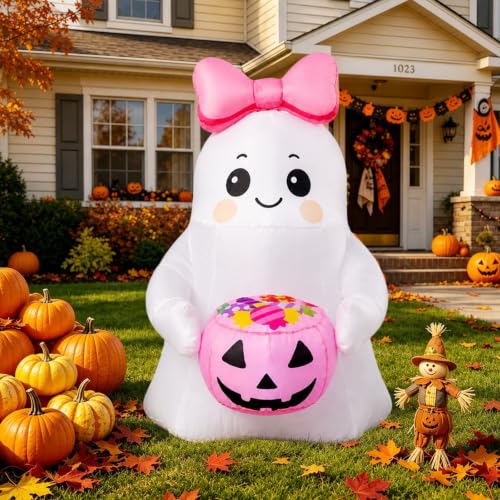 5 FT Pink Halloween Inflatable Ghost Outdoor Yard Decoration