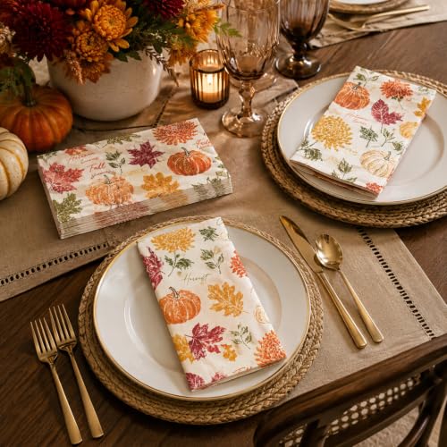 Fall Paper Napkins - 100-Pack Maple Leaf Autumn Disposable Party Napkins