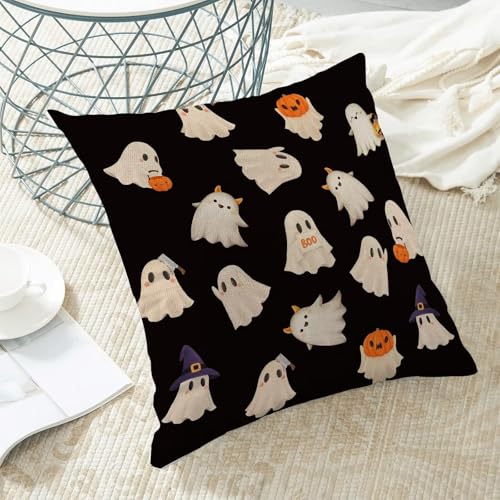 Halloween Pillow Covers Set of 2 22x22 Inch Ghost Pumpkin Black and White Decor
