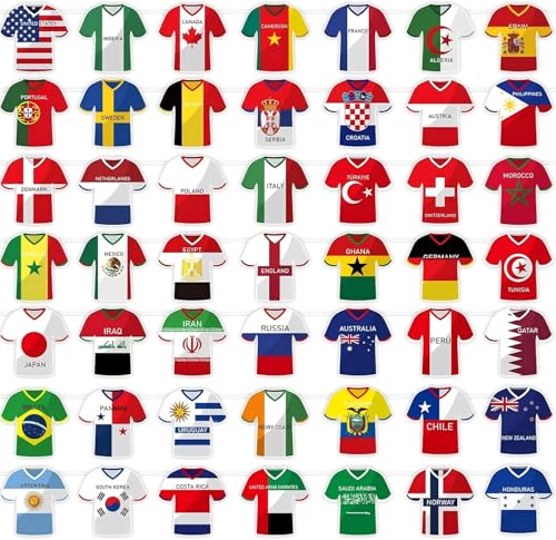 Soccer World Cup Party Decorations Jersey Flag Bunting Banner - 48 Countries