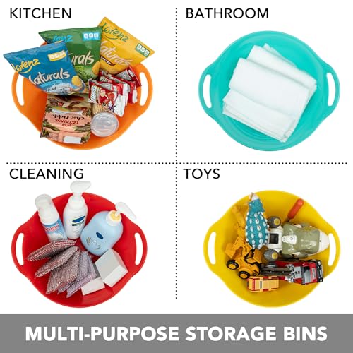 Large BPA-Free Plastic Snack Bowls Set of 2 with Handles, 4.9L Capacity