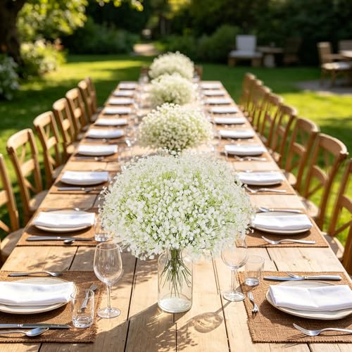 Baby's Breath Artificial Flowers Bulk 220 Pcs - Real Touch White Fake Flowers for Wedding & Decor