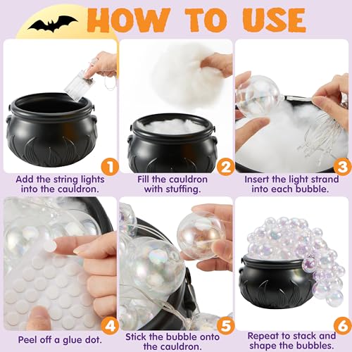 DIY Halloween Cauldron Decoration Kit with LED Lights and Bubbling Effect