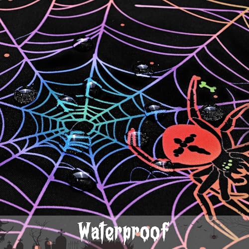 Halloween UV Reactive Black Web Tablecloth - Waterproof 84x60 Inch Oval
