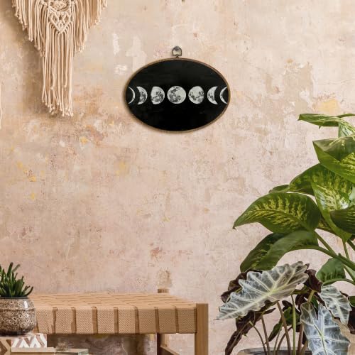 Moon Phase Oval Wall Art Decor - Celestial Canvas Artwork for Home & Bedroom