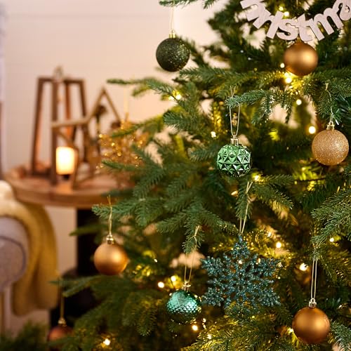 Christmas Tree Decorations Ball Ornaments Set - Green & Brown Large 50pcs