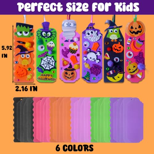 Kids Halloween Craft Kit with Foam Bookmarks and Decorations - 36 Sets