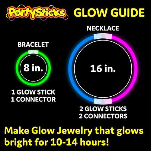 PartySticks 800 Pack Glow Sticks - 8 Inch Glow in The Dark Party Favors & Decorations