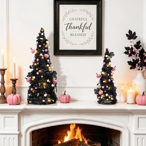 Pink Lighted Halloween Tree - Black Halloween Decorations for Home - Variation of THIS listing