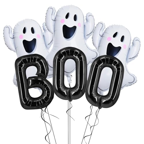 Halloween Foil and Ghost Balloon Set - 6 Pieces for Party Decorations