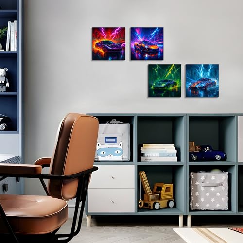 Super Car Wall Art Canvas Prints for Boys Bedroom & Men Room Decor - Framed Posters
