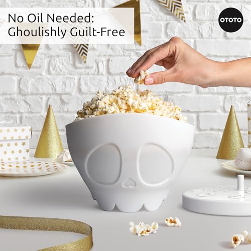 White Gothic Microwave Popcorn Popper - Collapsible Silicone Bowl, Halloween Gift