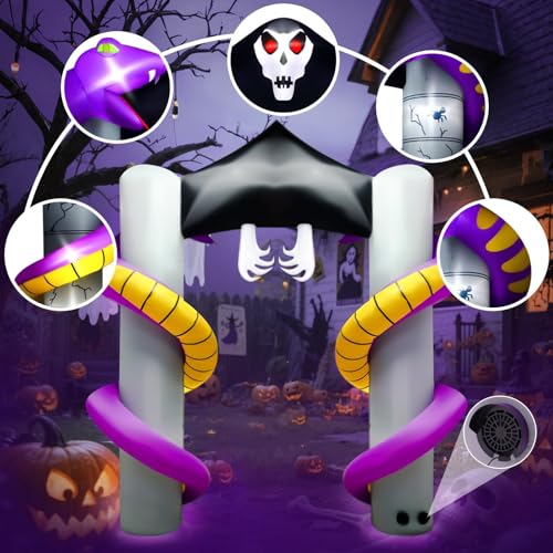 10FT Halloween Ghost Inflatable Archway Outdoor Decoration with Built-in LEDs - Scary Yard Yard Display - Ghost