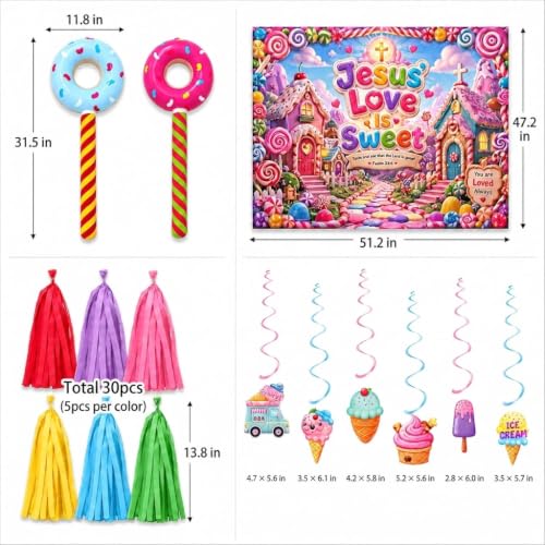 Halloween Candy Theme Trunk or Treat Decorations Kit - Candy Banner & Balloons