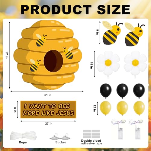 Halloween Bee Theme Car Decorations Kit with Balloons & LED String Lights - Trunk or Treat