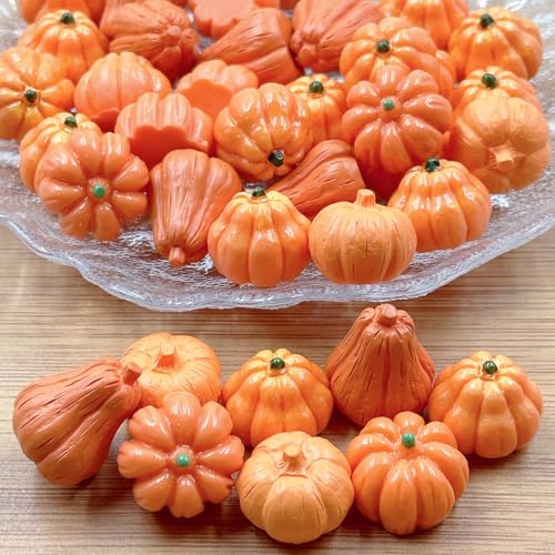 Mini Resin Pumpkins Set - 4 Styles, 40 Small Fall Halloween Decor