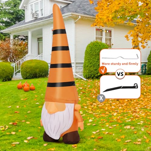 5Ft Thanksgiving Gnome Inflatable Yard Decoration with LED Lights