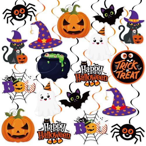 Halloween Hanging Swirls Party Streamer Ceiling Decorations - 40 Pcs - Festive & Cute Design