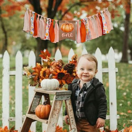 Orange Pumpkin 1st Birthday High Chair Banner - Autumn Fall Halloween Decor