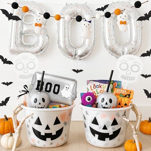 Halloween Makeup Bag with Chenille Patch - Silver - Large Travel Cosmetic Organizer