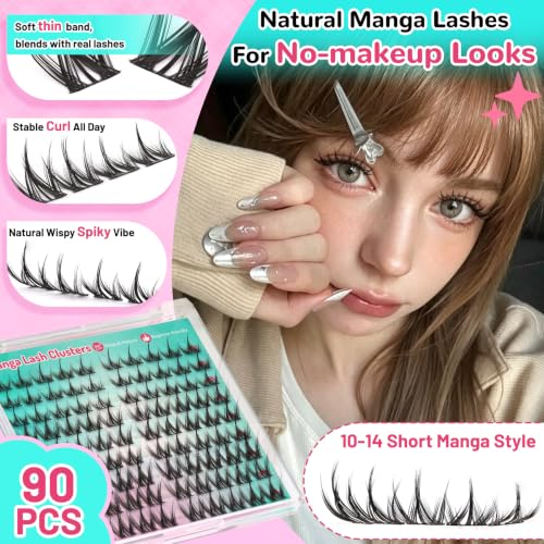 Bambi Kit - Manga Lash Clusters for Spiky Anime Eyelash Extensions, Waterproof, Reusable