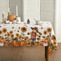 Horaldaily Fall Tablecloth 60 x 84 Inch Rectangular Scarecrow Pumpkin White