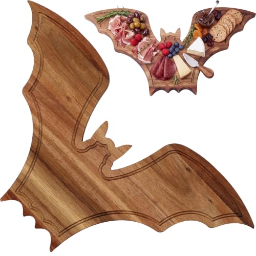 Umigy Bat Halloween Charcuterie Board - Acacia Wood Tray with Handle