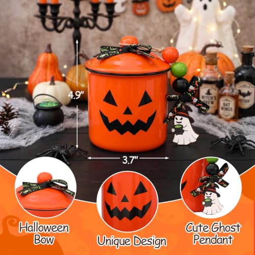 Orange Halloween Ceramic Pumpkin Candy Jar - Mini Cookie & Treat Canister