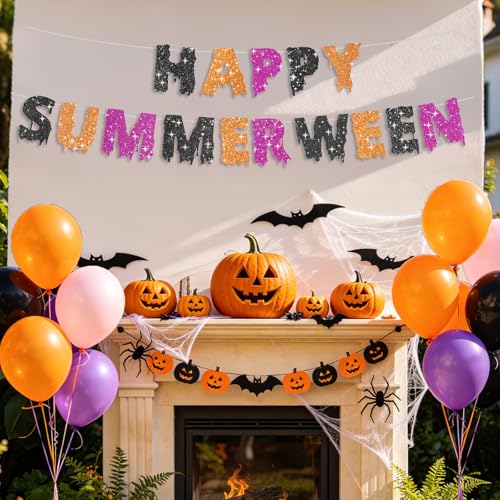 Summerween Party Banner with Foil Curtain Set - Halloween Decorations