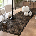 Halloween Black Lace Spider Web Table Runner 13x70 Inch - Spooky Decor