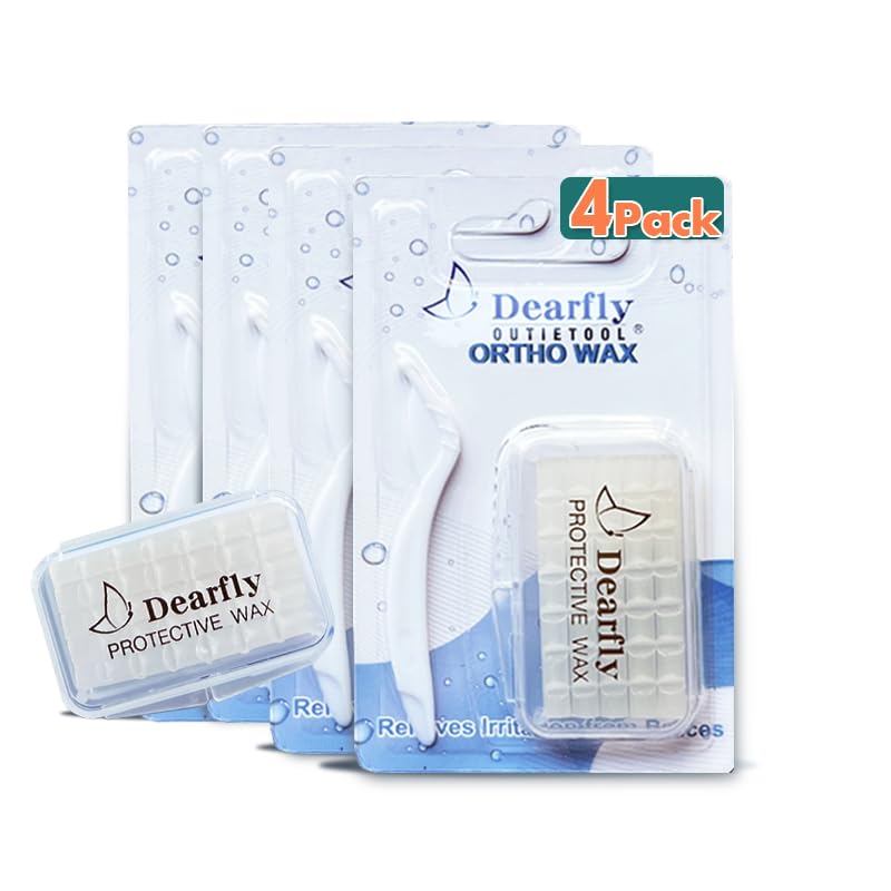 Orthodontic Wax for Braces & Aligners - 4 Pack with Storage Case & Applicator Tools - Unscented & Flavorless