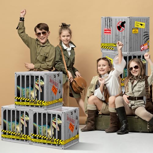 6 Pack Dinosaur Party Favor Boxes for Dinosaur-Themed Birthday & Halloween