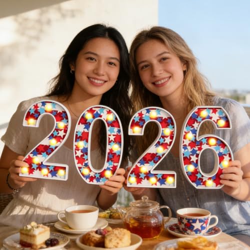 Patriotic 2026 LED Number Lights for 4th of July & New Year Decorations