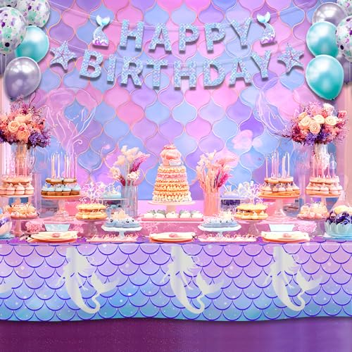 Iridescent Mermaid Party Tablecloths - 2 Pack, 54x108 Inches for Birthday Decor - Variation of THIS listing