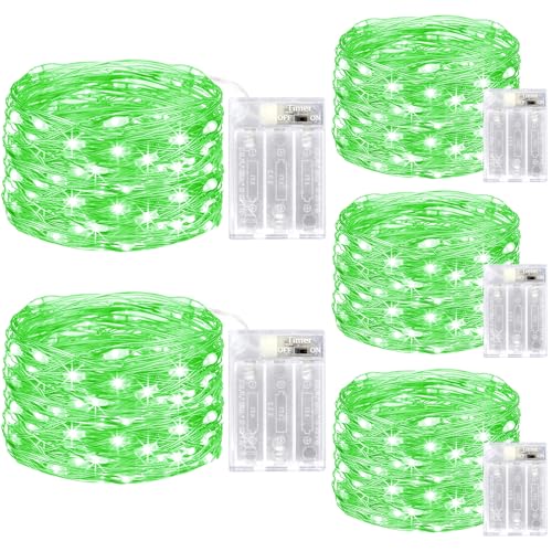 Battery Fairy Lights 5 Pack with Timer, 50 LED Mini String Lights for Indoor Decor - Green