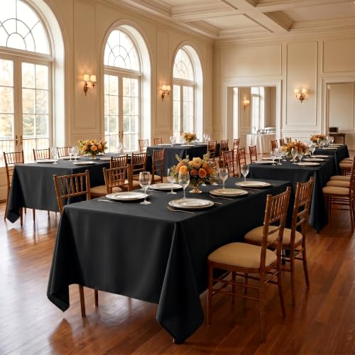 Fitable 6 Pack Rectangle Tablecloths - Black 70 x 108 Inch for Dining & Events